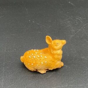 Vintage Resin Fawn‎ Figurine 2" White Spotted Deer Miniature Woodland Animal